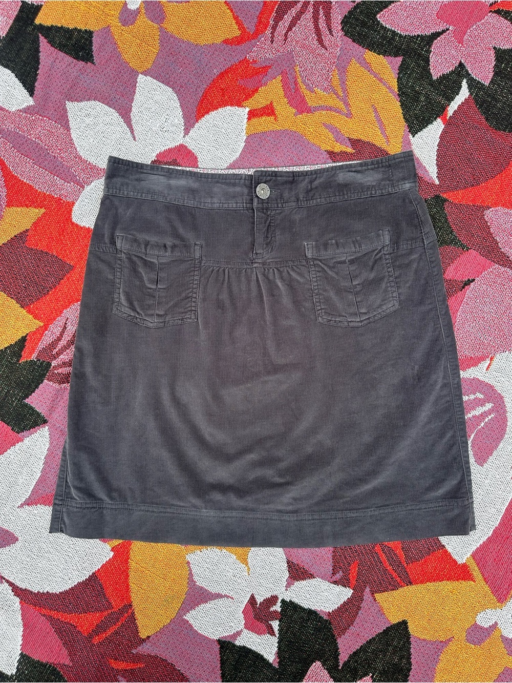 Athleta Gray Corduroy Mini Skirt with Front Pockets